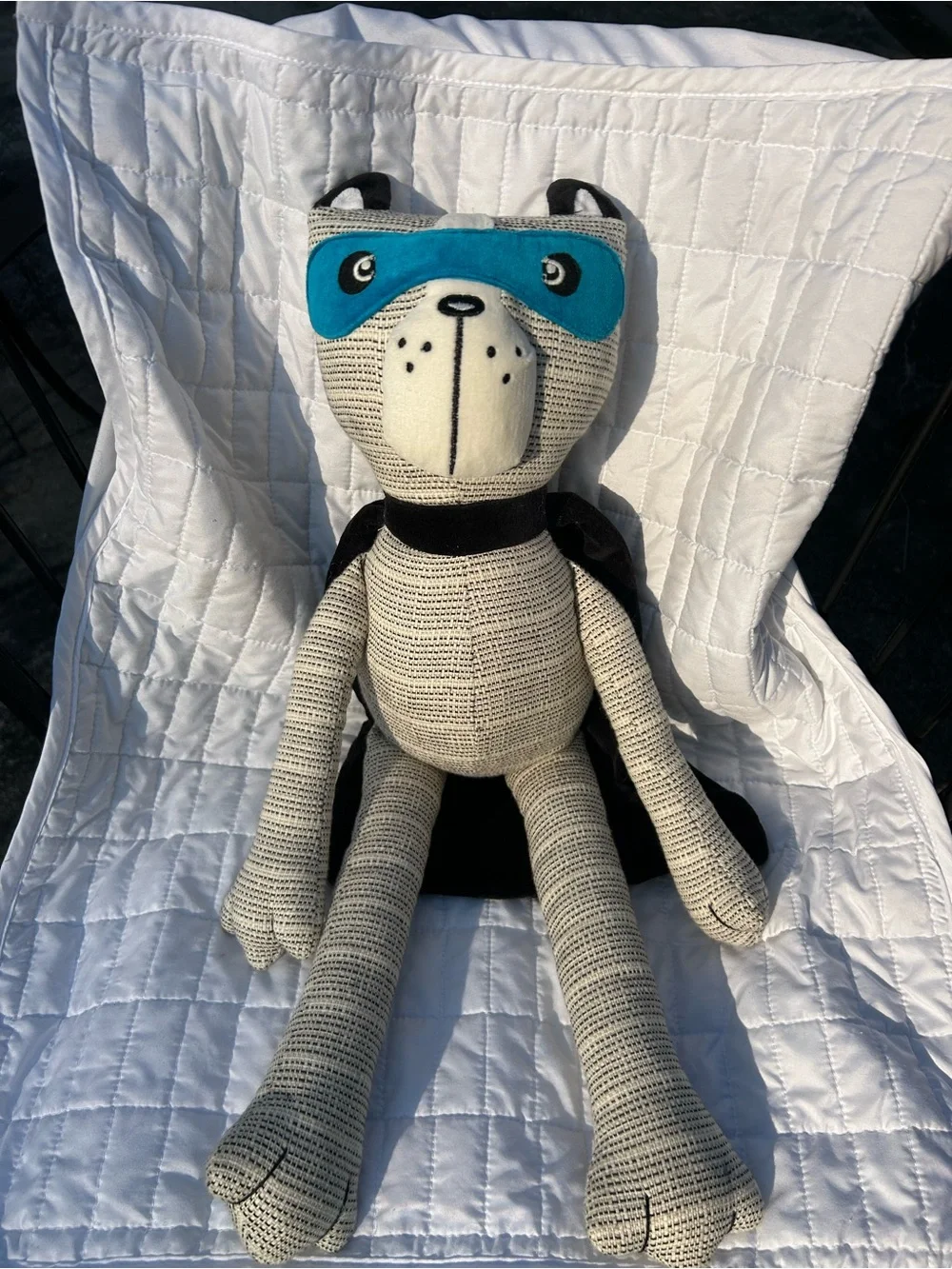 PillowFort Plush Cat Caper Superhero Blue Mask Black Cape Stuffed Animal 23